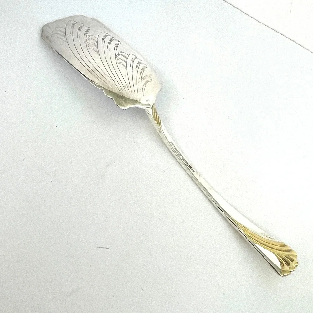 Vintage Lenox Silverplate Lasagna spatula Cake Server Gold Accent Italy Engraved